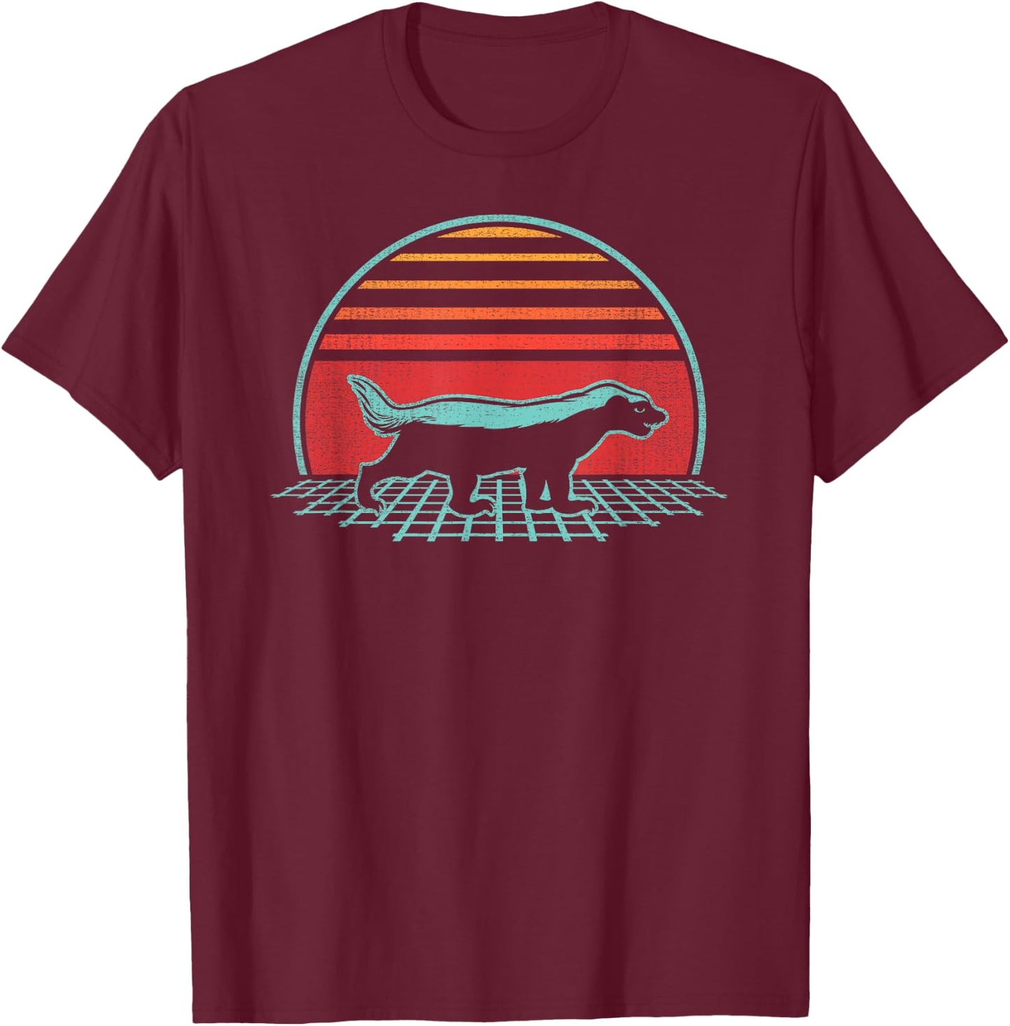 Honey Badger Lover Animal Retro Vintage 80s Style T-Shirt - T-Shirt | Maroon