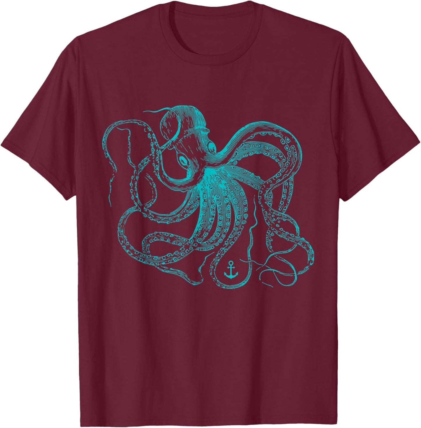 Octopus Cool Vintage Marine Biologist Ocean Sea Life T-Shirt - T-Shirt | Maroon