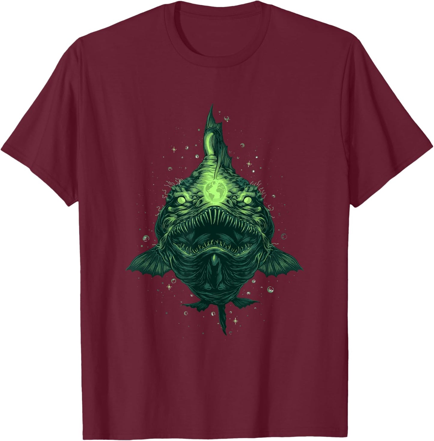 Anglerfish Earth Deep Sea Creature Angler Fish Sea Monster T-Shirt - T-Shirt | Maroon