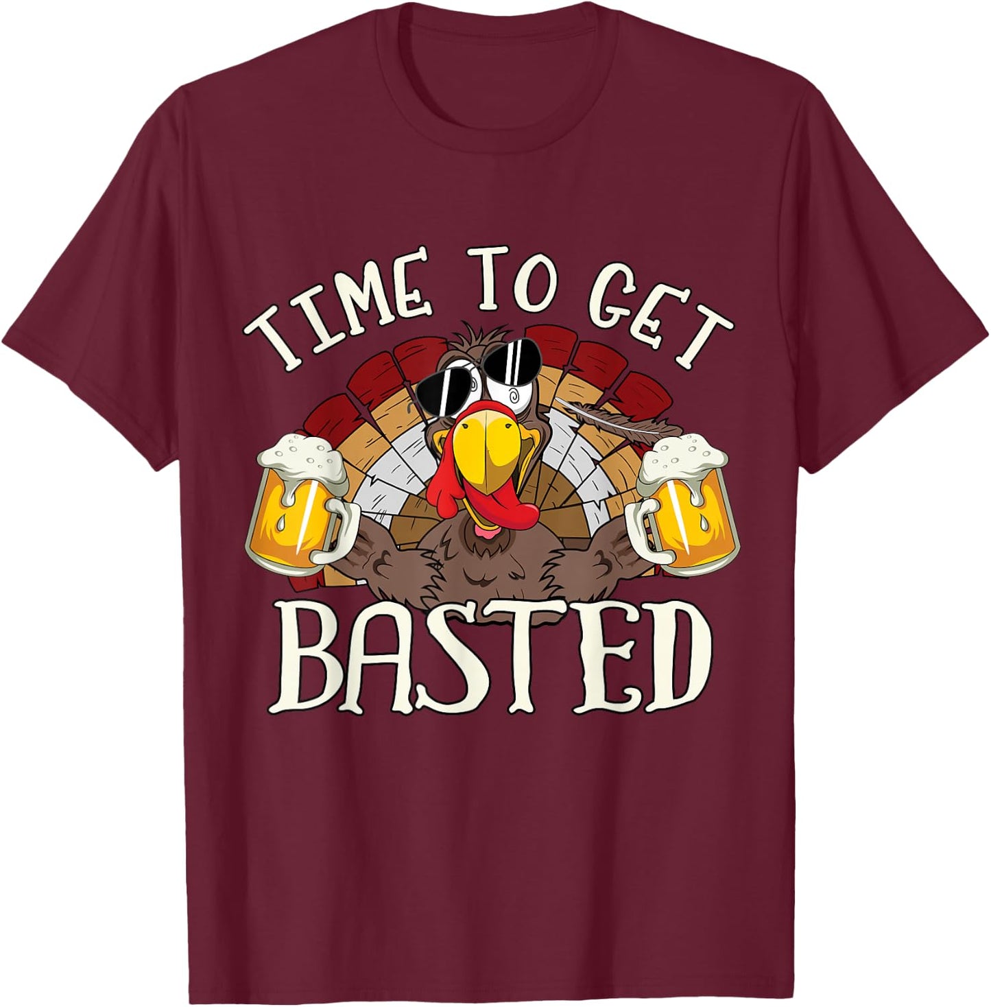 Time To Get Basted Shirt - Let's Get Adult Turkey Costume T-Shirt - T-Shirt | Maroon