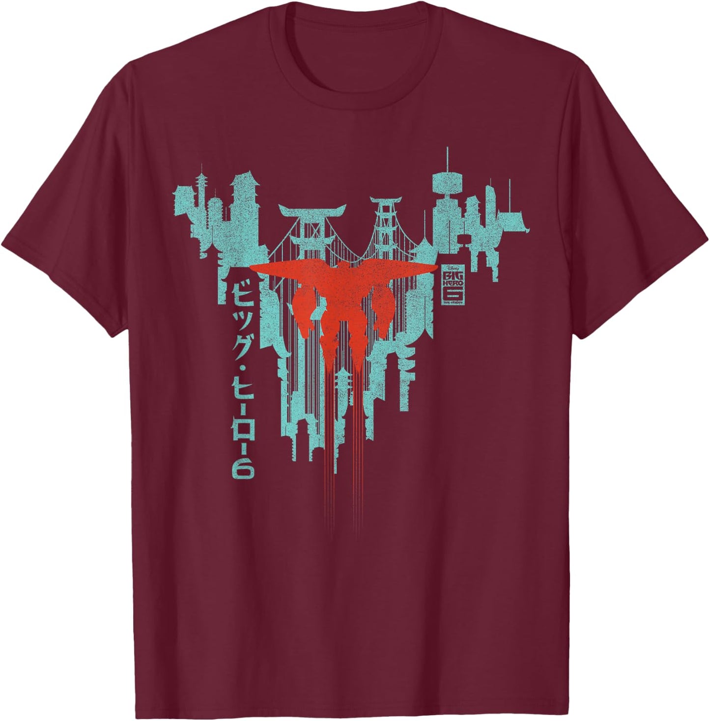 Disney Big Hero 6 TV Series Baymax Soaring Graphic T-Shirt - T-Shirt | Maroon