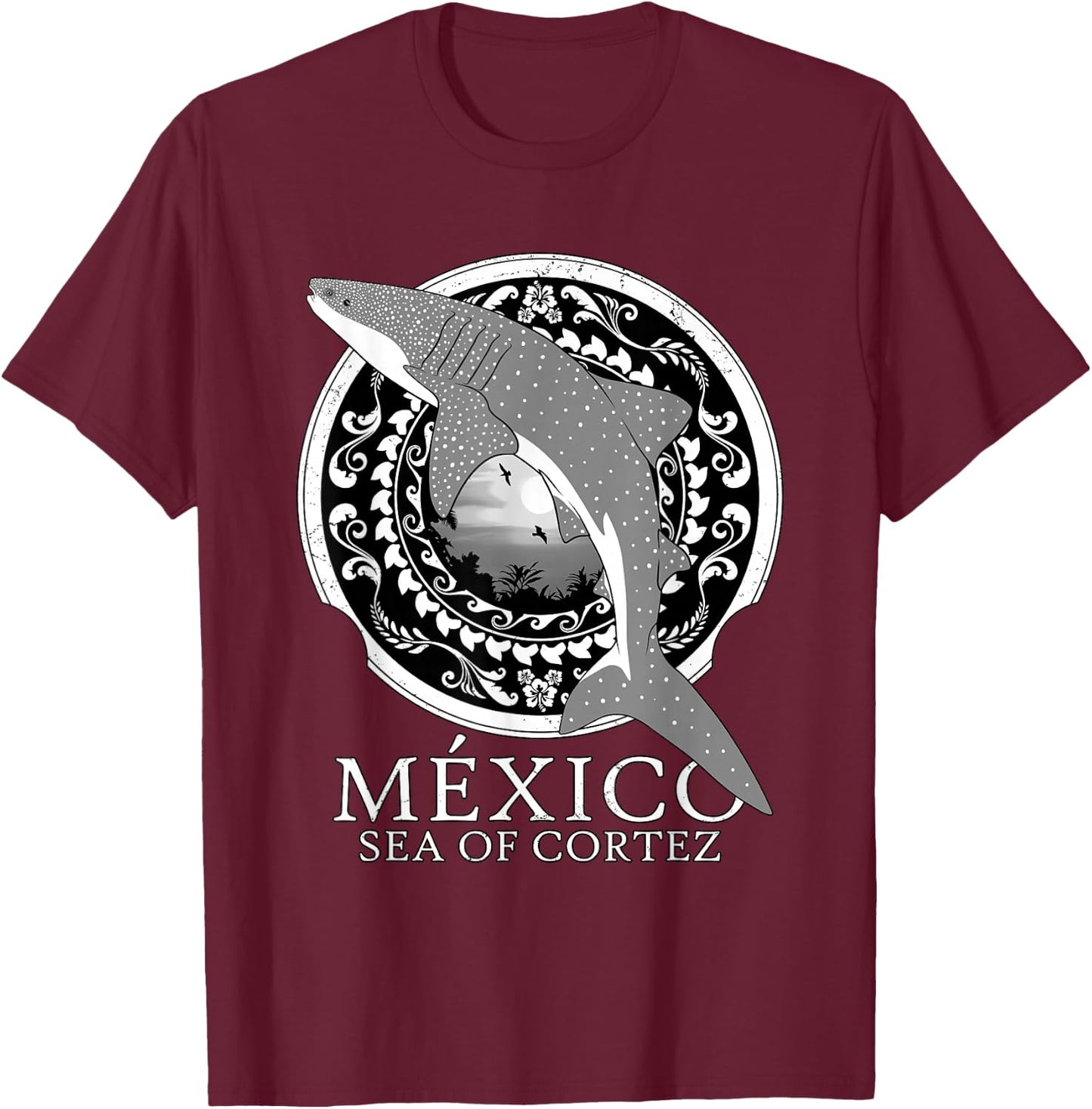 Whale Shark Sea of Cortez Mexico T-Shirt - T-Shirt | Maroon