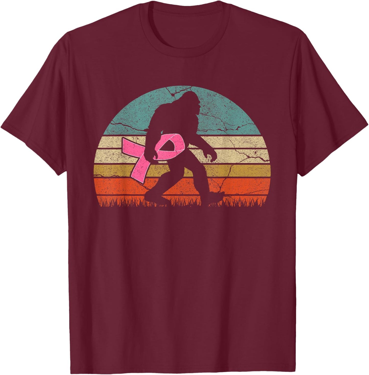 breast cancer survivor Vintage Bigfoot women T-Shirt - T-Shirt | Maroon
