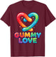 Gummy Love Worms Heart Cute Candy Valentine Graphic T-Shirt - T-Shirt | Maroon