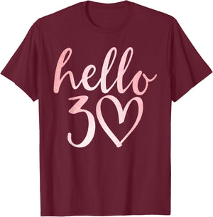 30th Birthday Hello Thirty Squad Gifts T Shirt T-Shirt - T-Shirt | Maroon