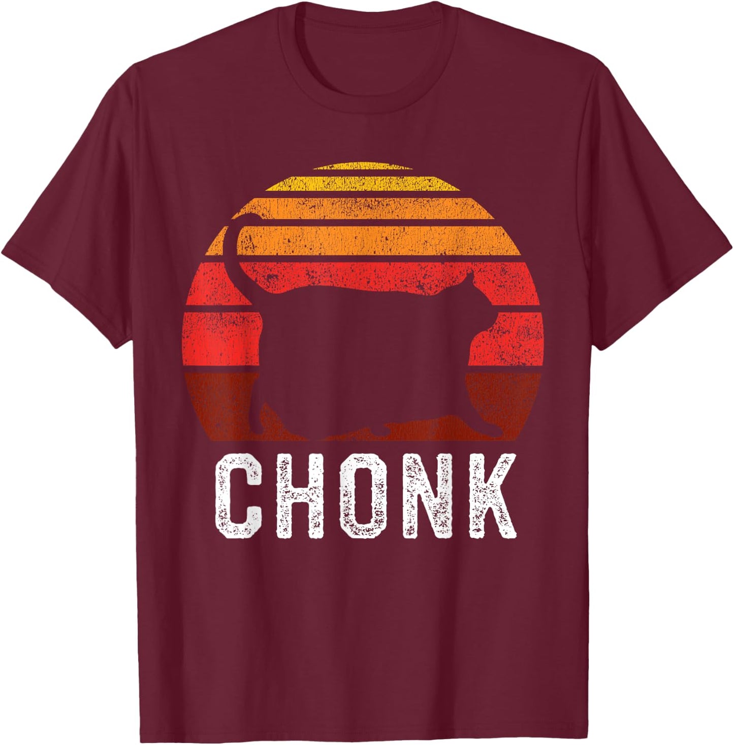 Funny Fat Cats Meme, Chonk Cat T-Shirt - T-Shirt | Maroon