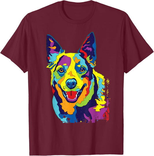 Cattle Dog Shirt Funny Australian Cattle Dog Pop-Art Shirt Women Girls Kids T-Shirt - T-Shirt | Maroon
