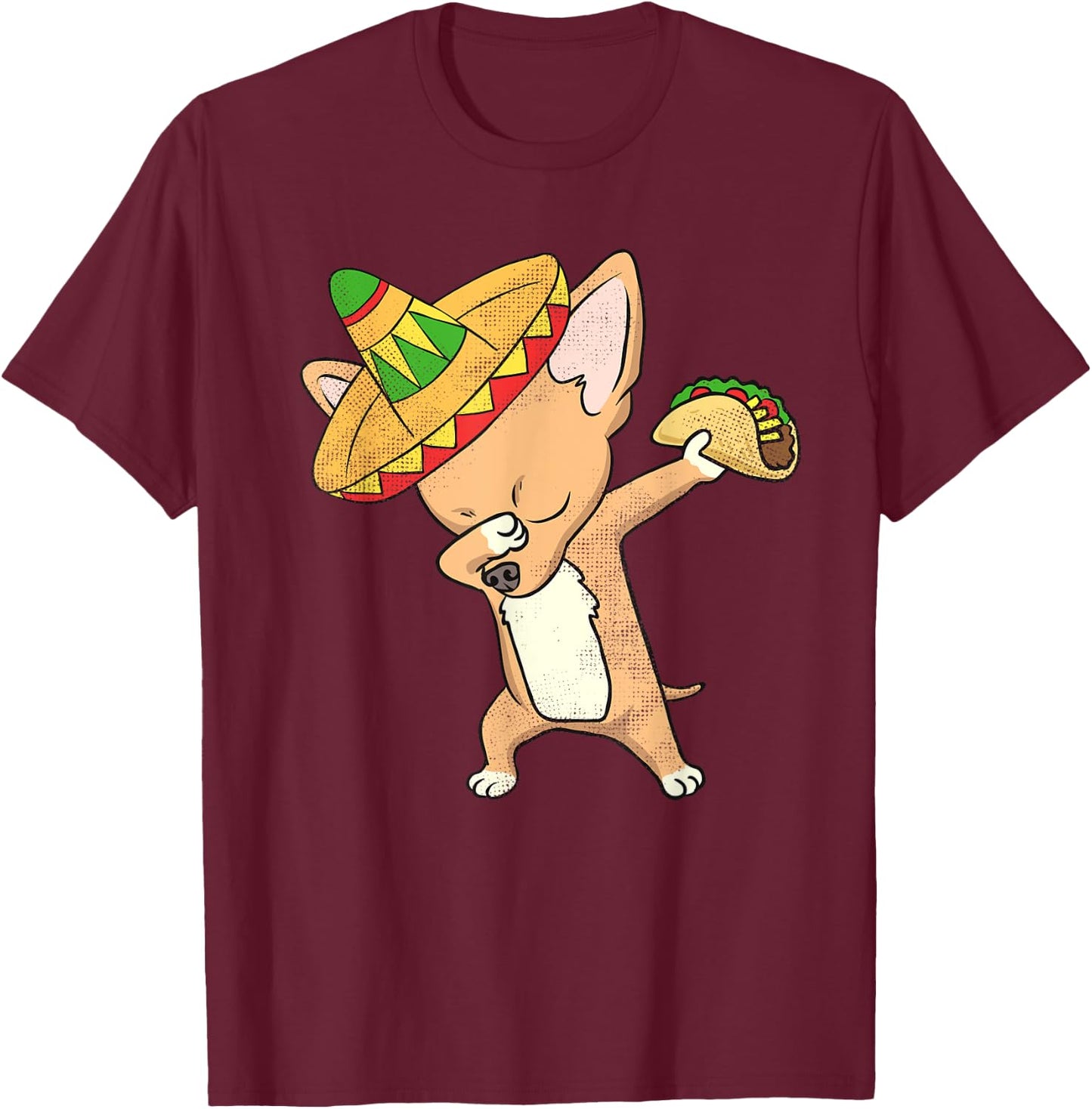 Funny Mexican Chihuahua Dog Taco Shirt Dabbing Cinco De Mayo Women Kids T-Shirt - T-Shirt | Maroon