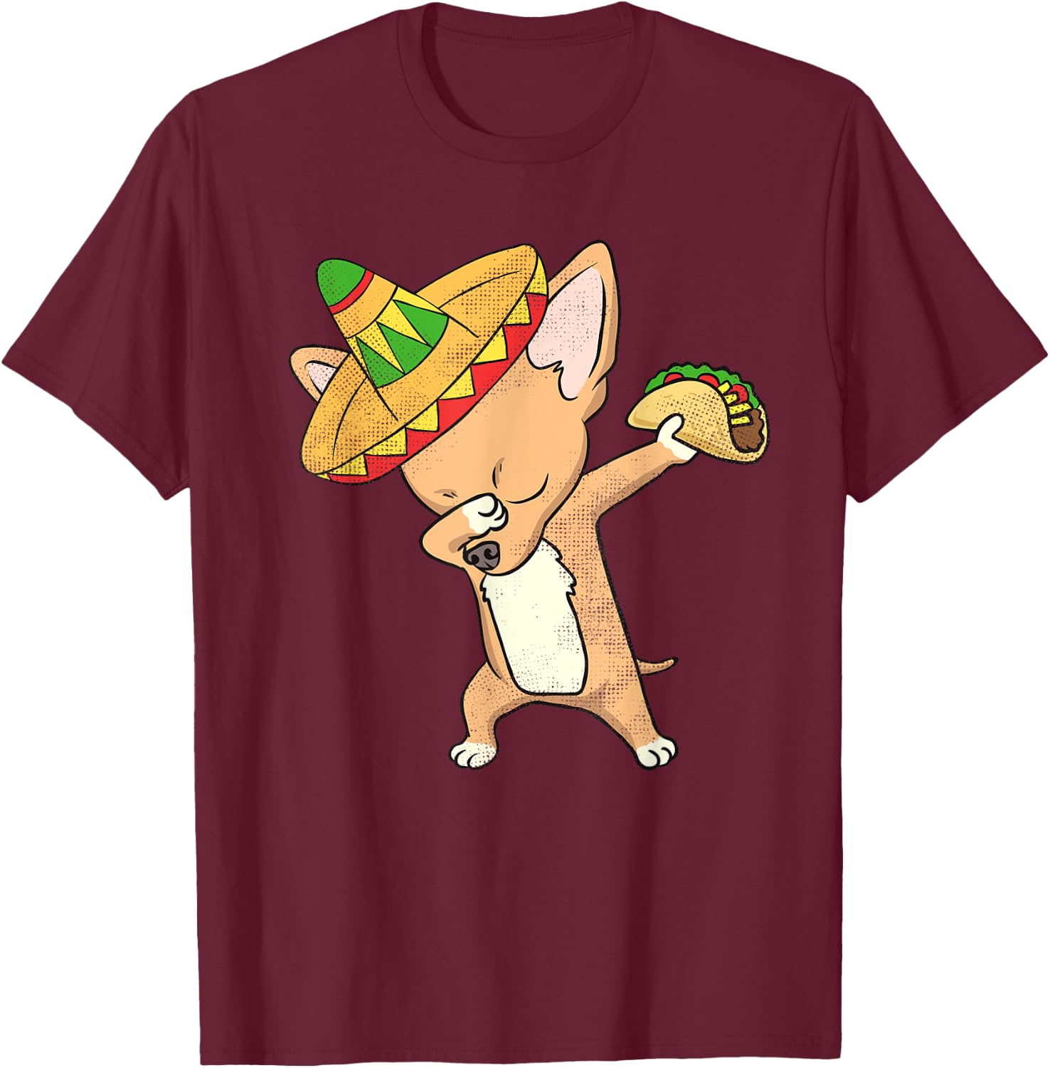 Funny Mexican Chihuahua Dog Taco Shirt Dabbing Cinco De Mayo Women Kids T-Shirt - T-Shirt | Maroon