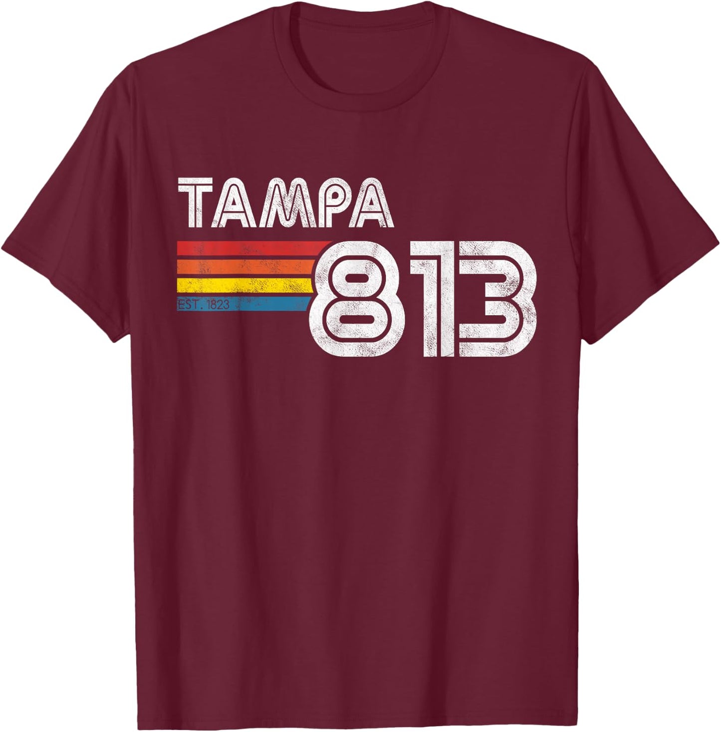 Vintage Tampa | Proud 813 State Of Florida Gift T-Shirt - T-Shirt | Maroon