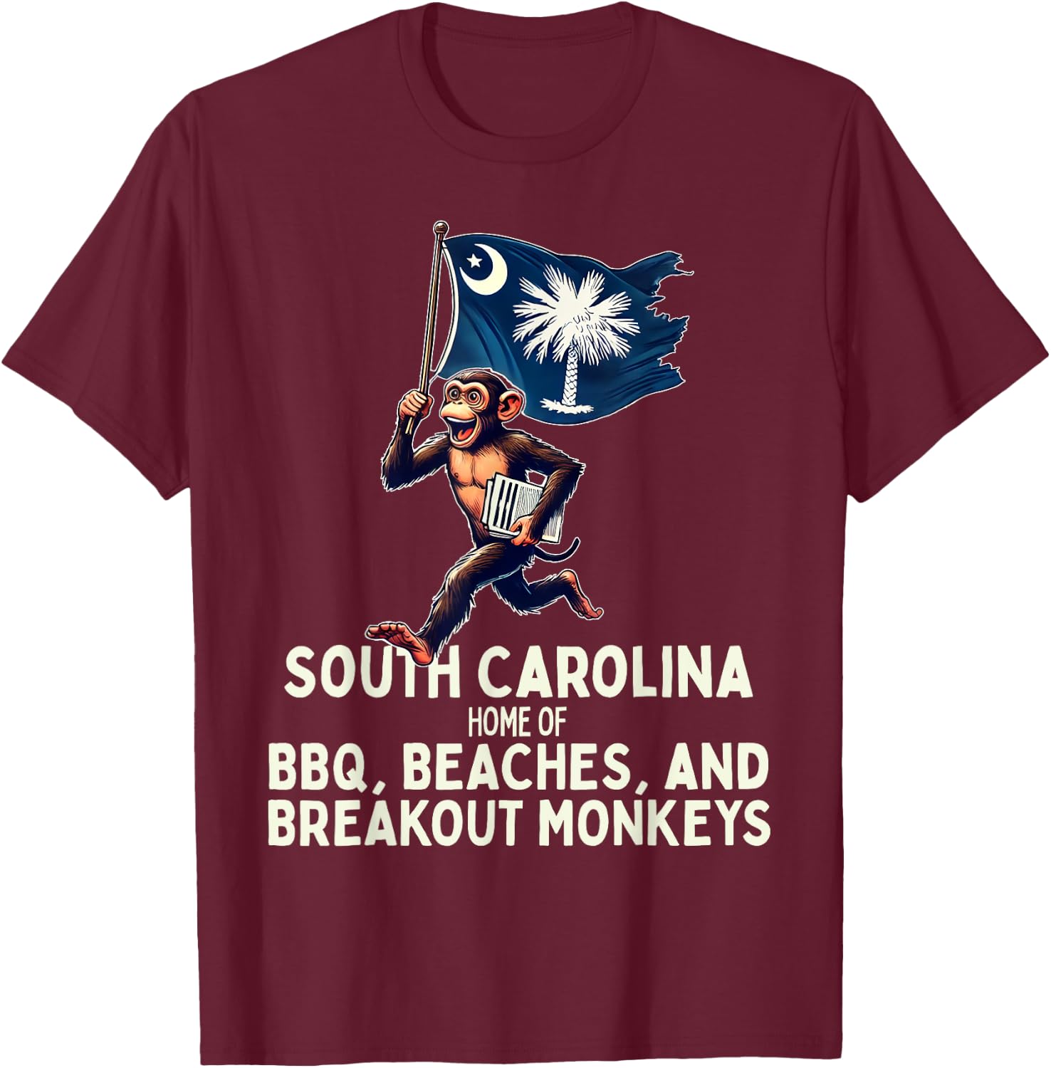 South Carolina Monkey Escape - Funny Runaway Money SC T-Shirt - T-Shirt | Maroon