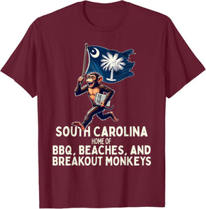 South Carolina Monkey Escape - Funny Runaway Money SC T-Shirt - T-Shirt | Maroon