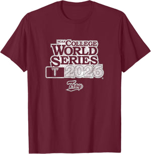 2026 College World Series - Troy Trojans Baseball T-Shirt - T-Shirt | Maroon