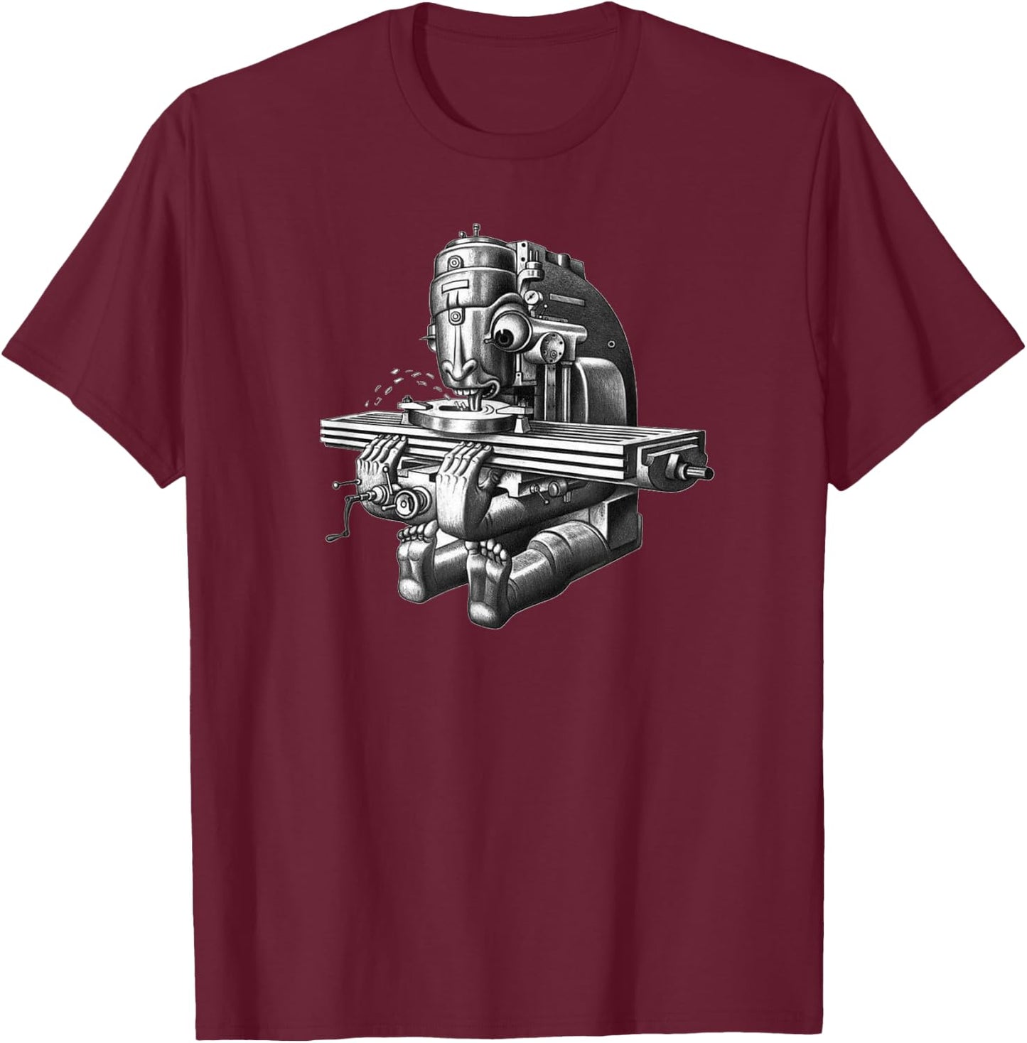 Bridgeport Mill eating Steel T-Shirt - T-Shirt | Maroon