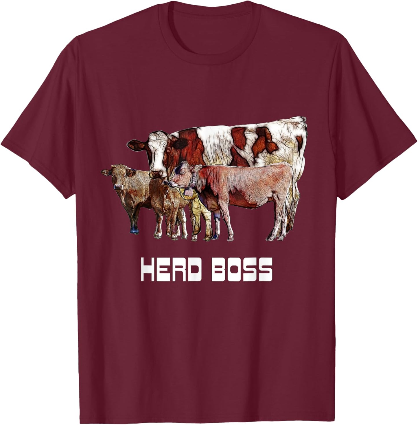 Herd Boss Big Cow Leader of the Pack Xmas Gift T-Shirt - T-Shirt | Maroon