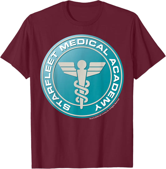Star Trek Starfleet Medical Academy Crest T-Shirt - T-Shirt | Maroon