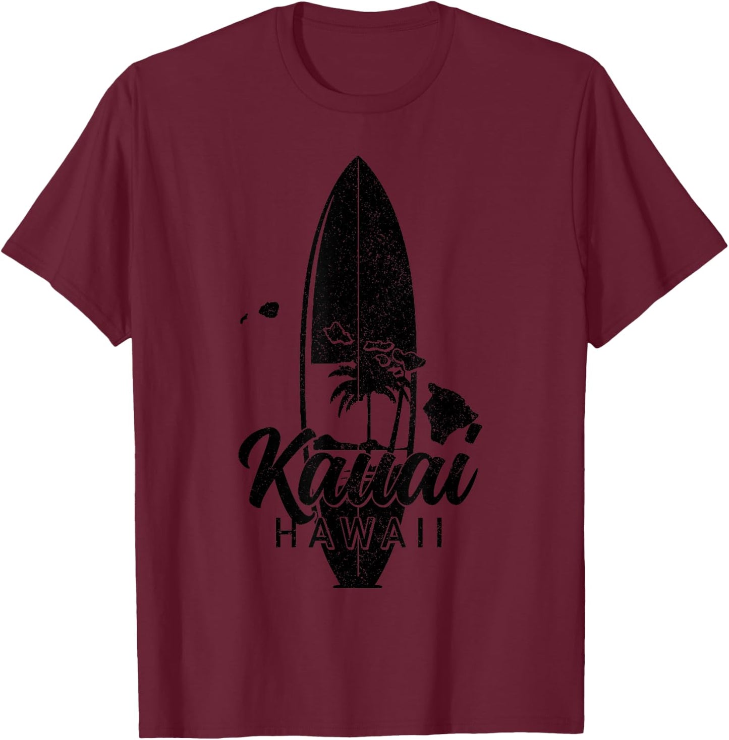 Kauai Hawaii Surf Board Surfing Surfer Hawaiian T-Shirt - T-Shirt | Maroon