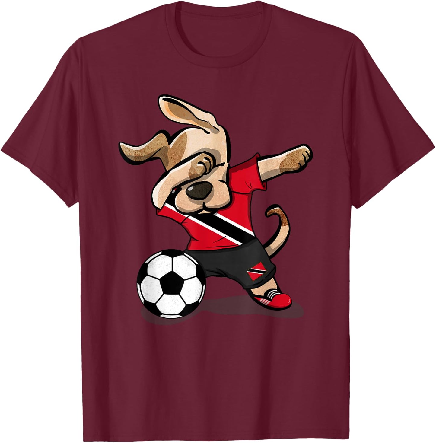 Dabbing Dog Trinidad and Tobago Soccer Jersey Football Lover T-Shirt - T-Shirt | Maroon