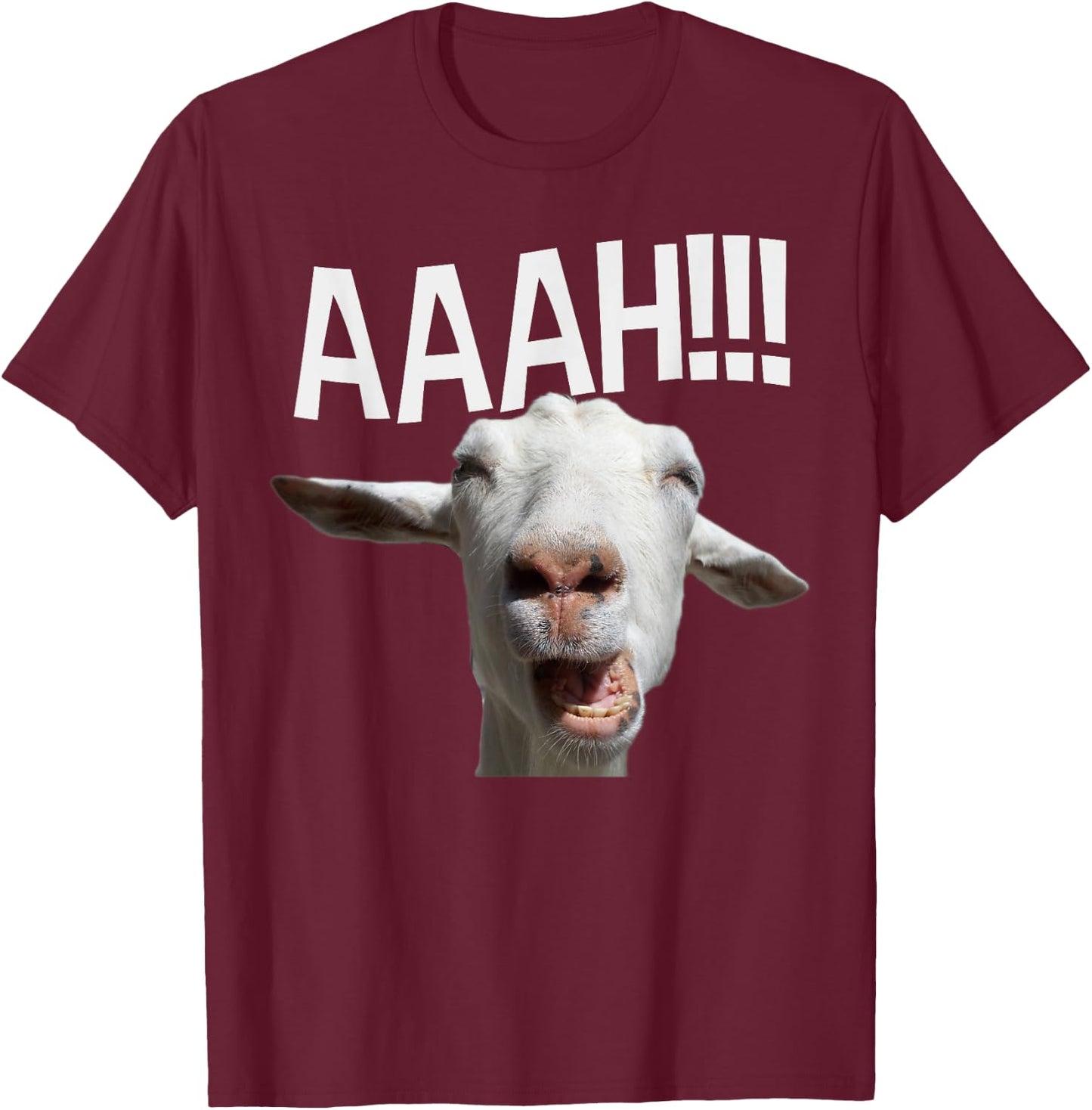 Halloween Screaming Goat AAAH!!! Funny Crazy Goat Print T-Shirt - T-Shirt | Maroon
