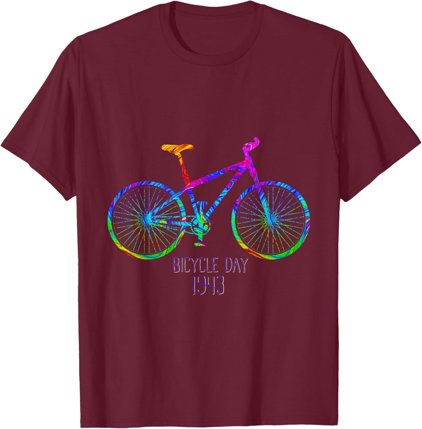 Bicycle Day 1943 Acid Creator | LSD Trippy Bike Gift T-Shirt - T-Shirt | Maroon
