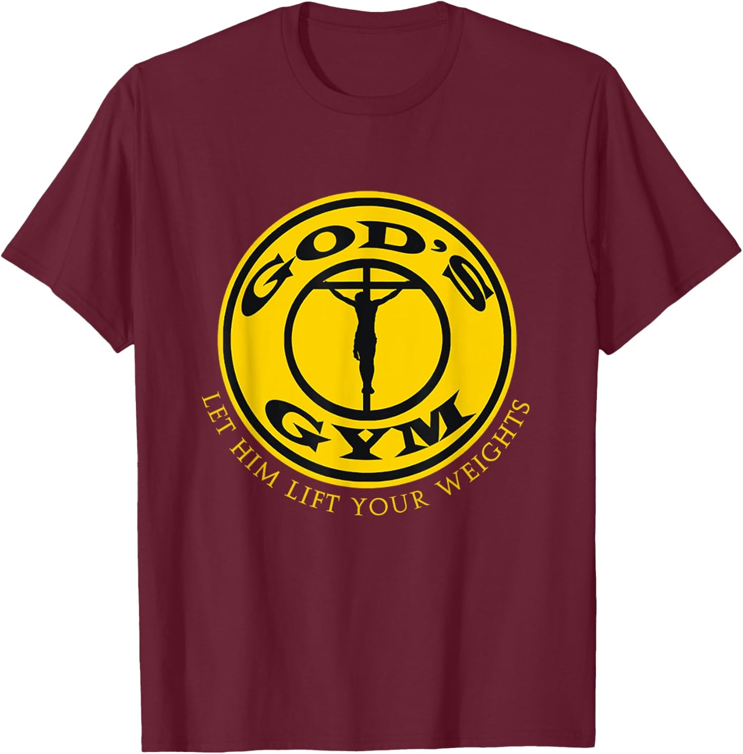 GODS GYM RELIGION T SHIRT Christ Jesus Church T-Shirt - T-Shirt | Maroon