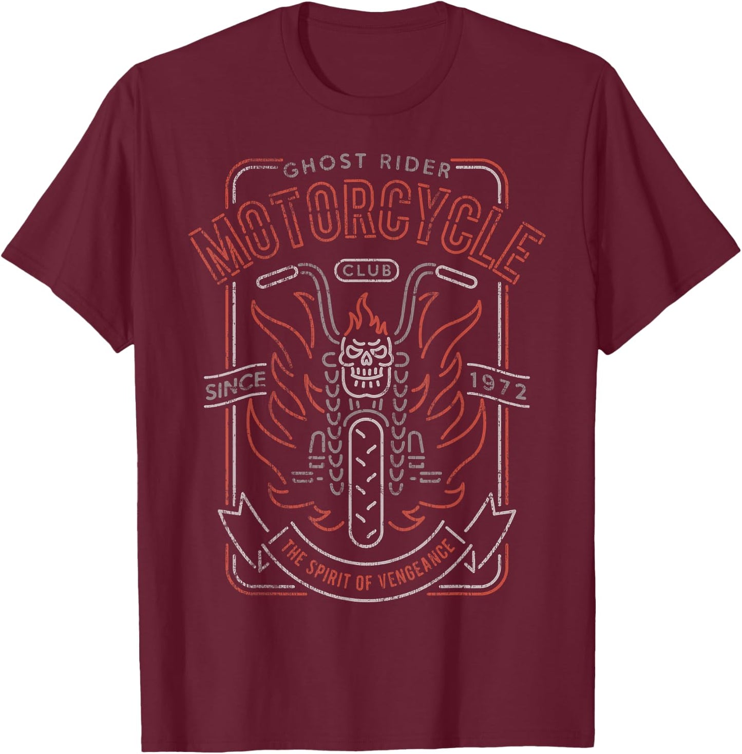 Marvel Ghost Rider Motorcycle Club Since 1972 T-Shirt - T-Shirt | Maroon