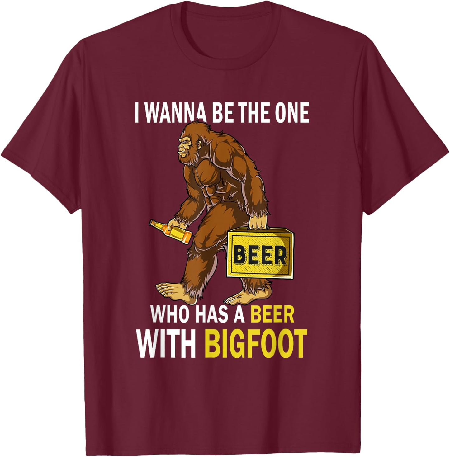 Beer With Bigfoot Idea Gift Sasquatch Man's T-Shirt - T-Shirt | Maroon