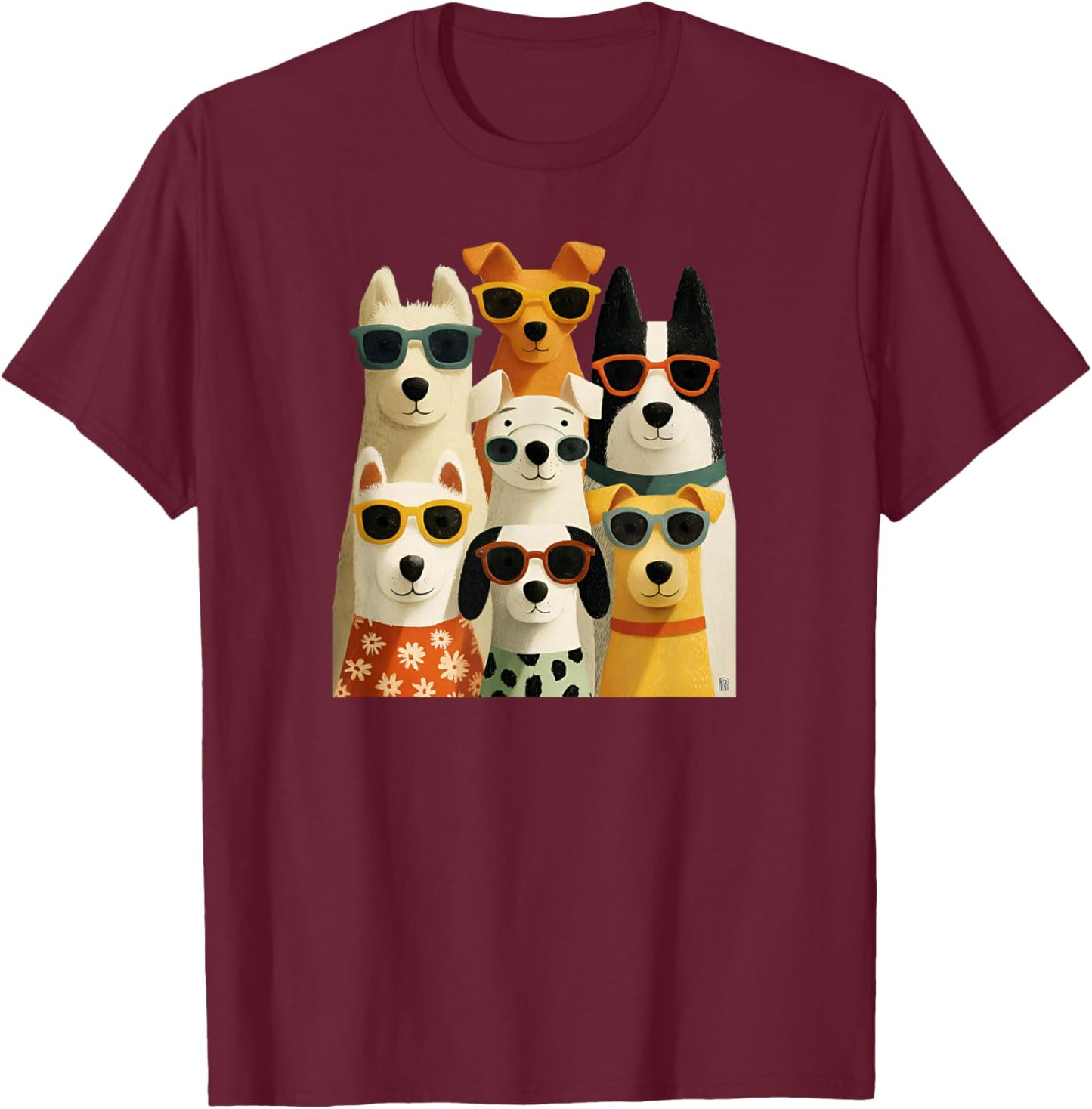 Cool Dogs Sunglasses Graphic Humor Men Women Funny Dog T-Shirt - T-Shirt | Maroon