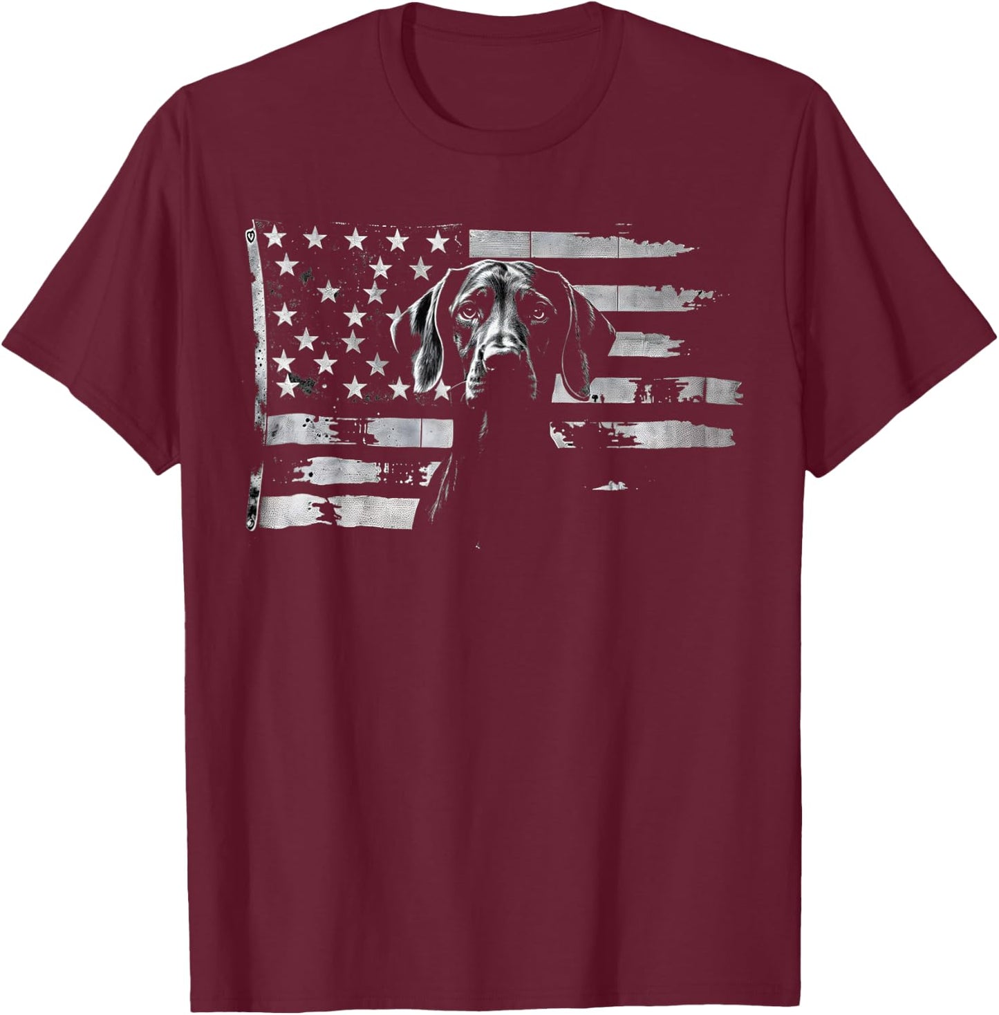 Patriotic German Shorthaired Pointer American Flag GSP Dog T-Shirt - T-Shirt | Maroon
