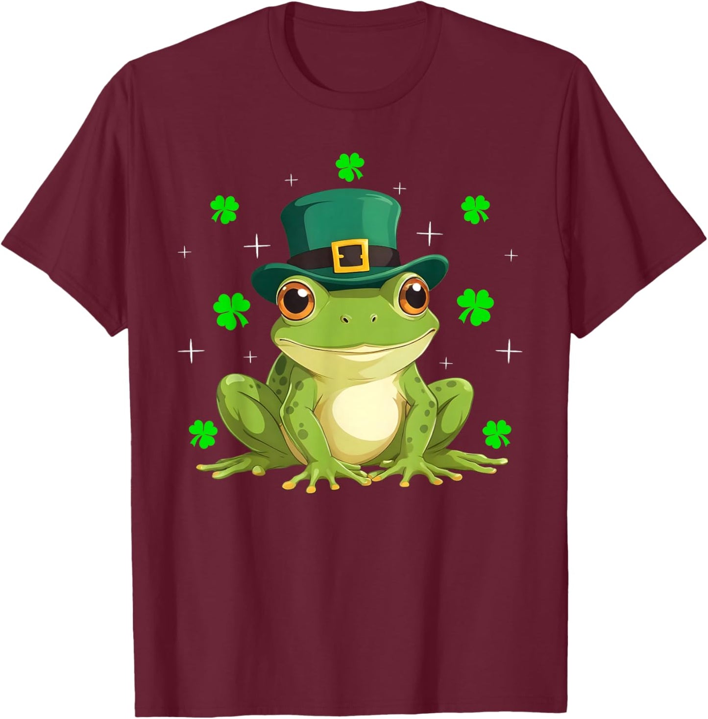 Irish Shamrock Leprechaun Hat Frog St Patrick's Day T-Shirt - T-Shirt | Maroon