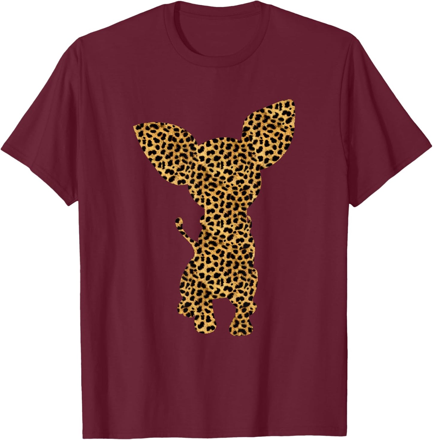 Chihuahua Leopard Print Dog Pup Animal Lover Women Gift T-Shirt - T-Shirt | Maroon
