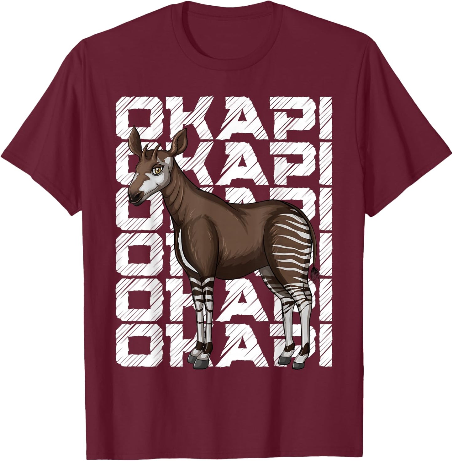 Okapi Illustration with Okapi T-Shirt - T-Shirt | Maroon