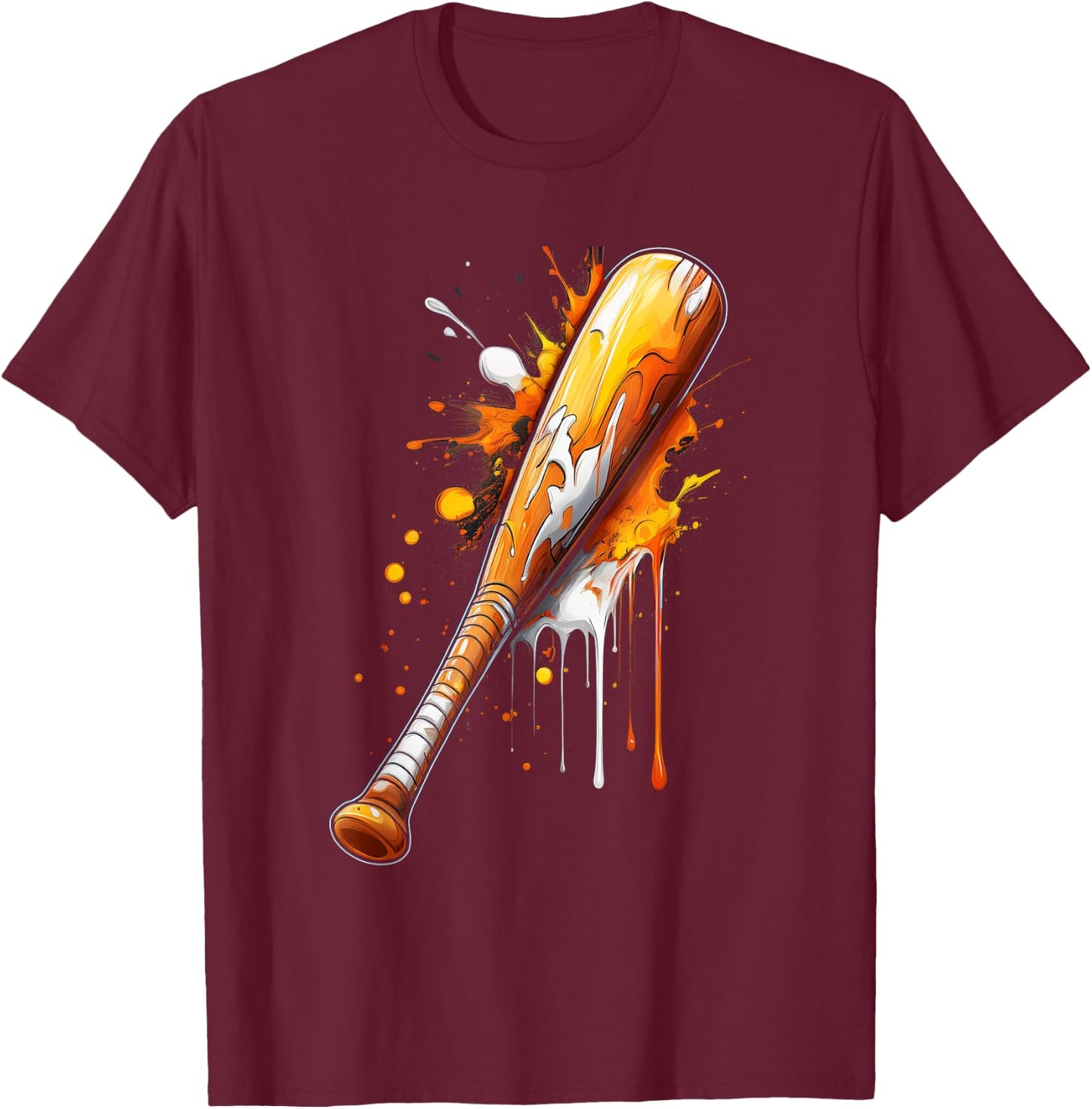 Boys Baseball, Baseball Drip For Boys Baseball Bat Dripping T-Shirt - T-Shirt | Maroon