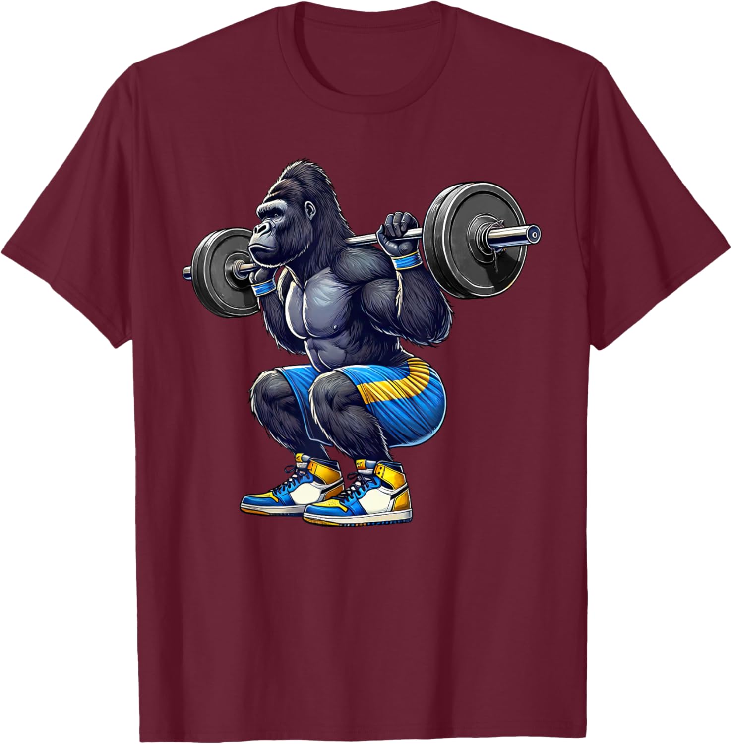 Gorilla Squad Weightlifting Gym Fitness Workout Training T-Shirt - T-Shirt | Maroon
