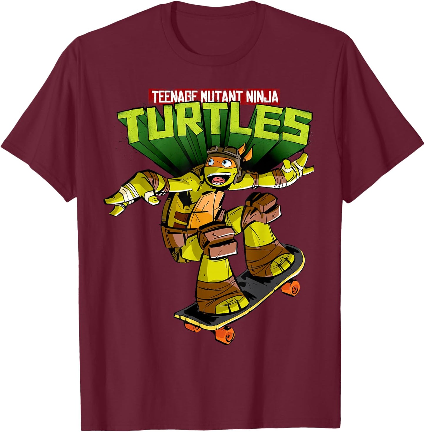 Teenage Mutant Ninja Turtles Michelangelo Skateboard T-Shirt - T-Shirt | Maroon