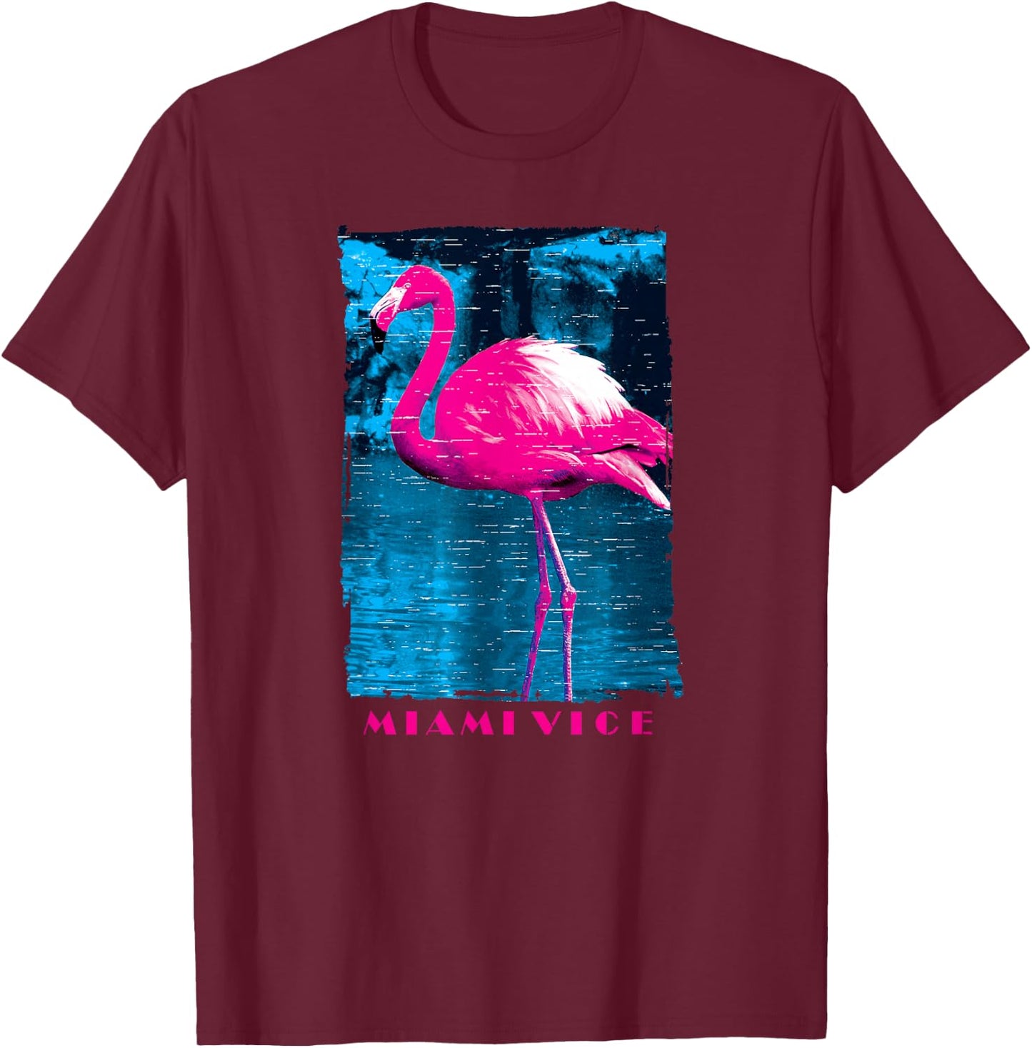 Miami Vice Original Pink Flamingo T-Shirt - T-Shirt | Maroon
