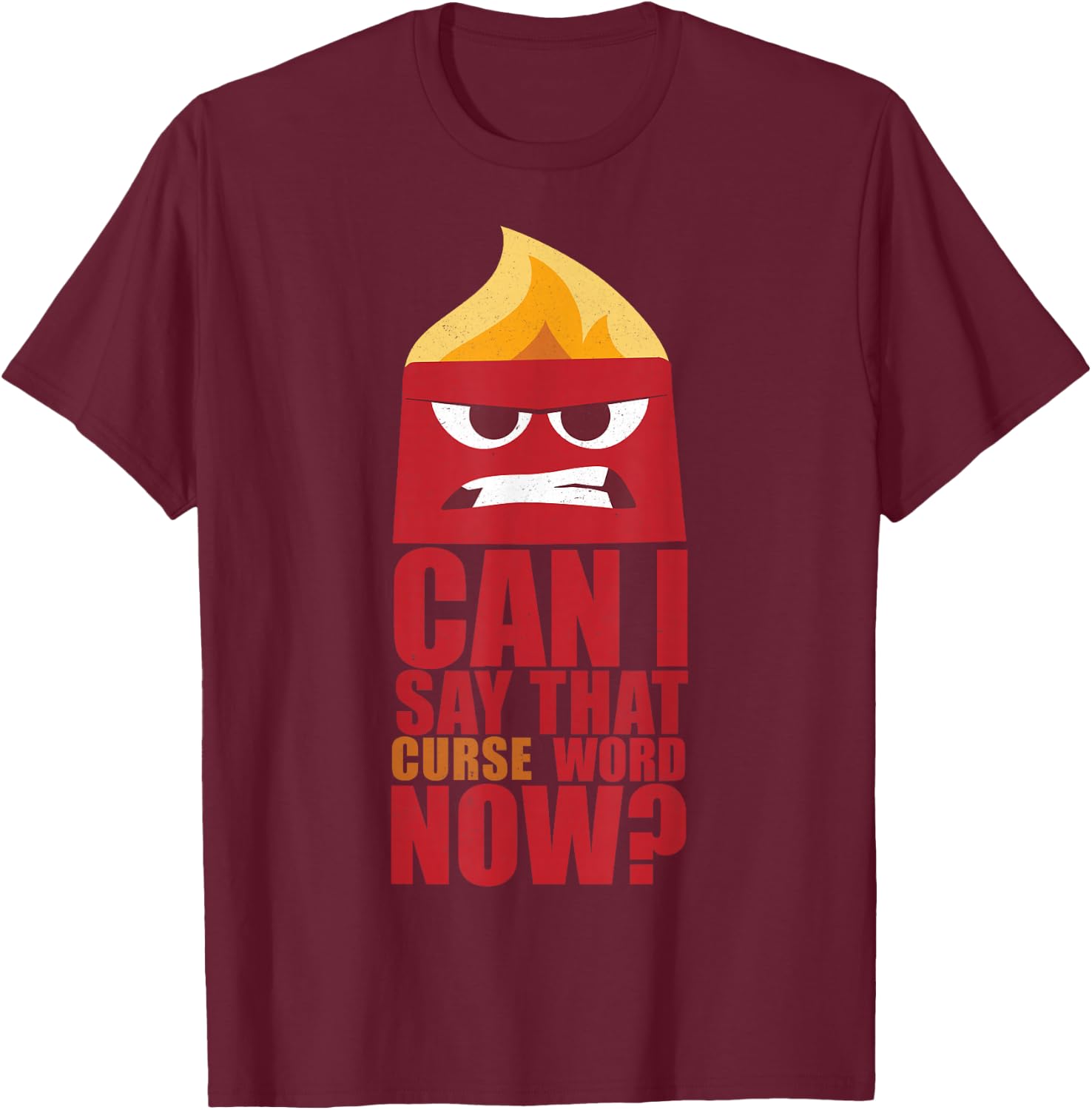 Disney Pixar Inside Out Anger Curse Quote Graphic T-Shirt - T-Shirt | Maroon