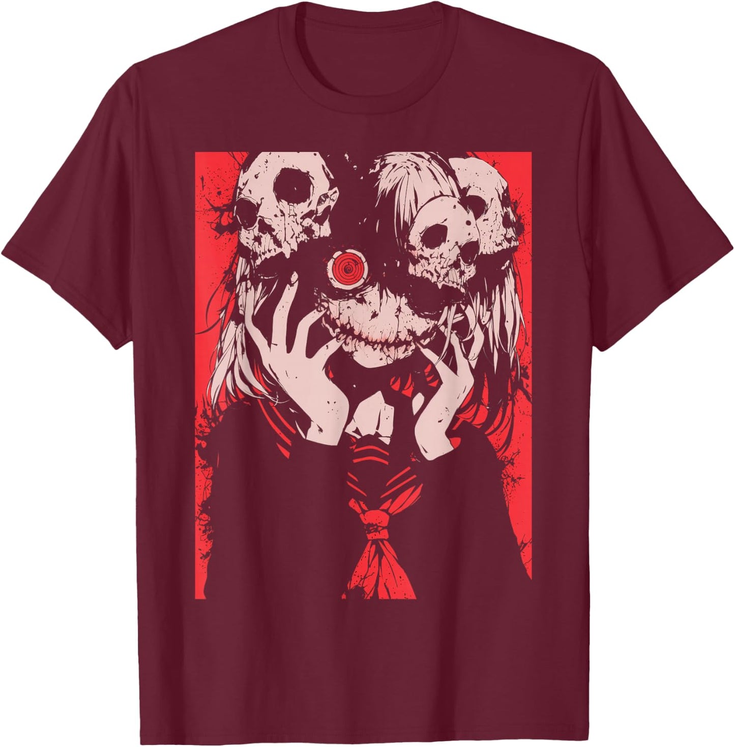 Horror Anime Manga | Japan Japanese Creepy Kawaii Goth T-Shirt - T-Shirt | Maroon