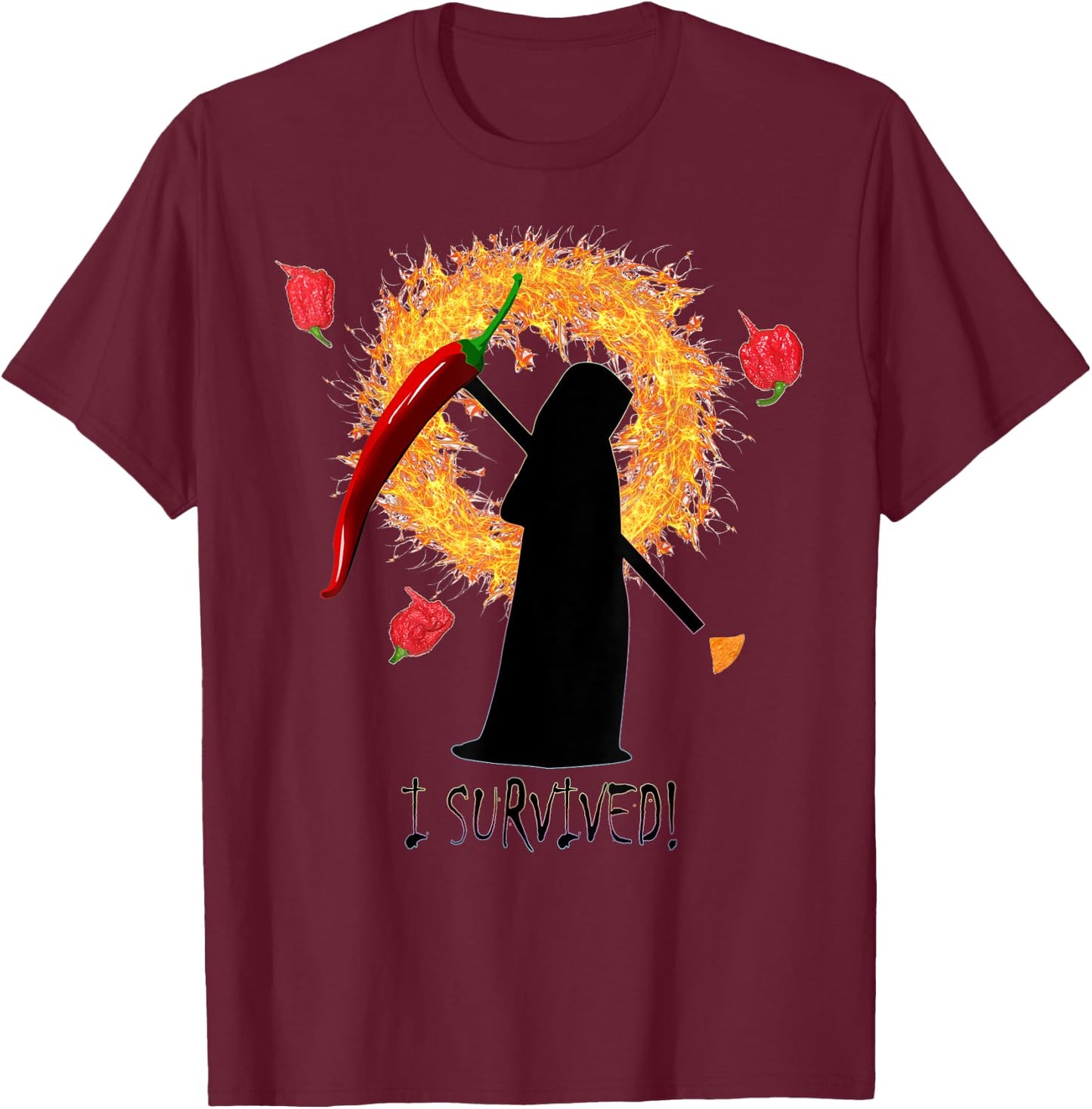 Reaper Paqui Challenge I Survived T-Shirt - T-Shirt | Maroon