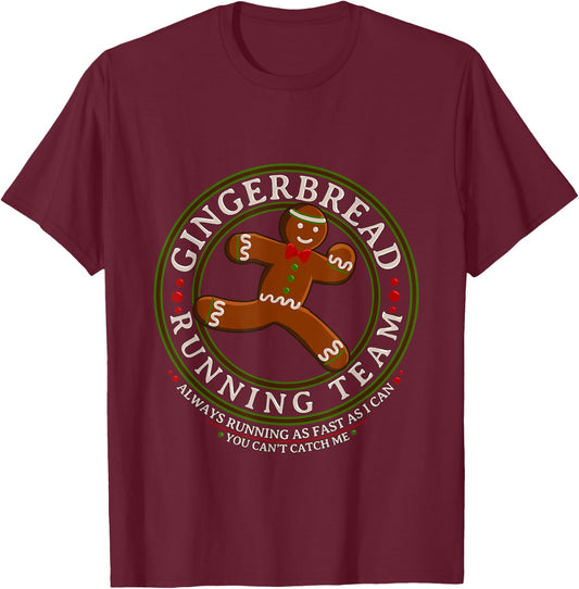 Christmas Gingerbread Running Team T-Shirt - T-Shirt | Maroon