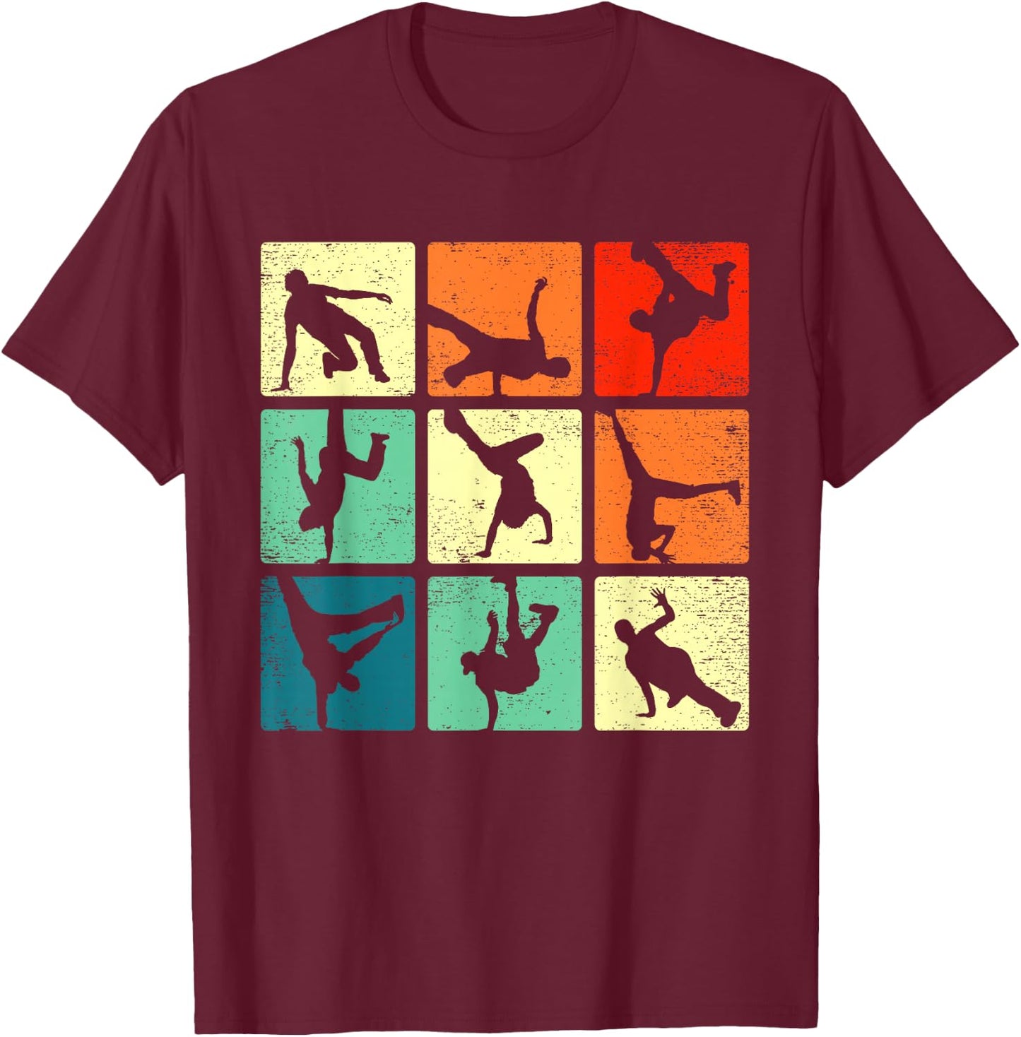 Break Dancing Shirt Bboy Poses Retro Vintage Hip Hop Gift T-Shirt - T-Shirt | Maroon