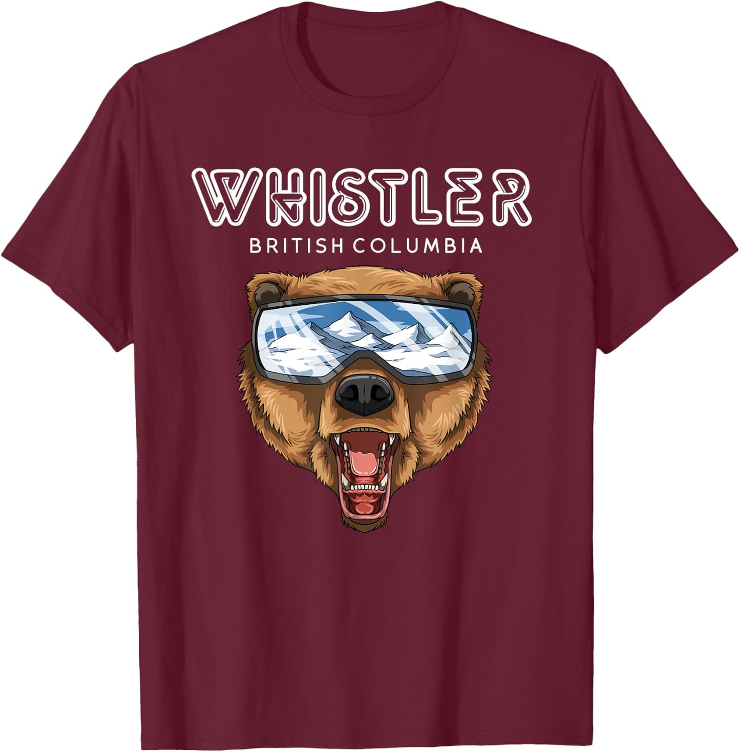 Whistler British Columbia - USA Grizzly Ski Resort 80s Gift T-Shirt - T-Shirt | Maroon
