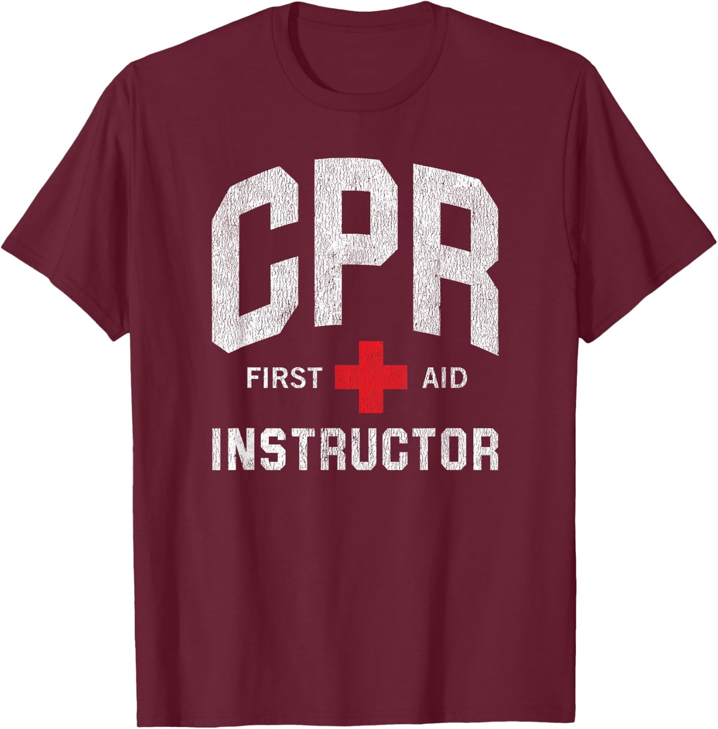 CPR First Aid AED Instructor T-Shirt - T-Shirt | Maroon