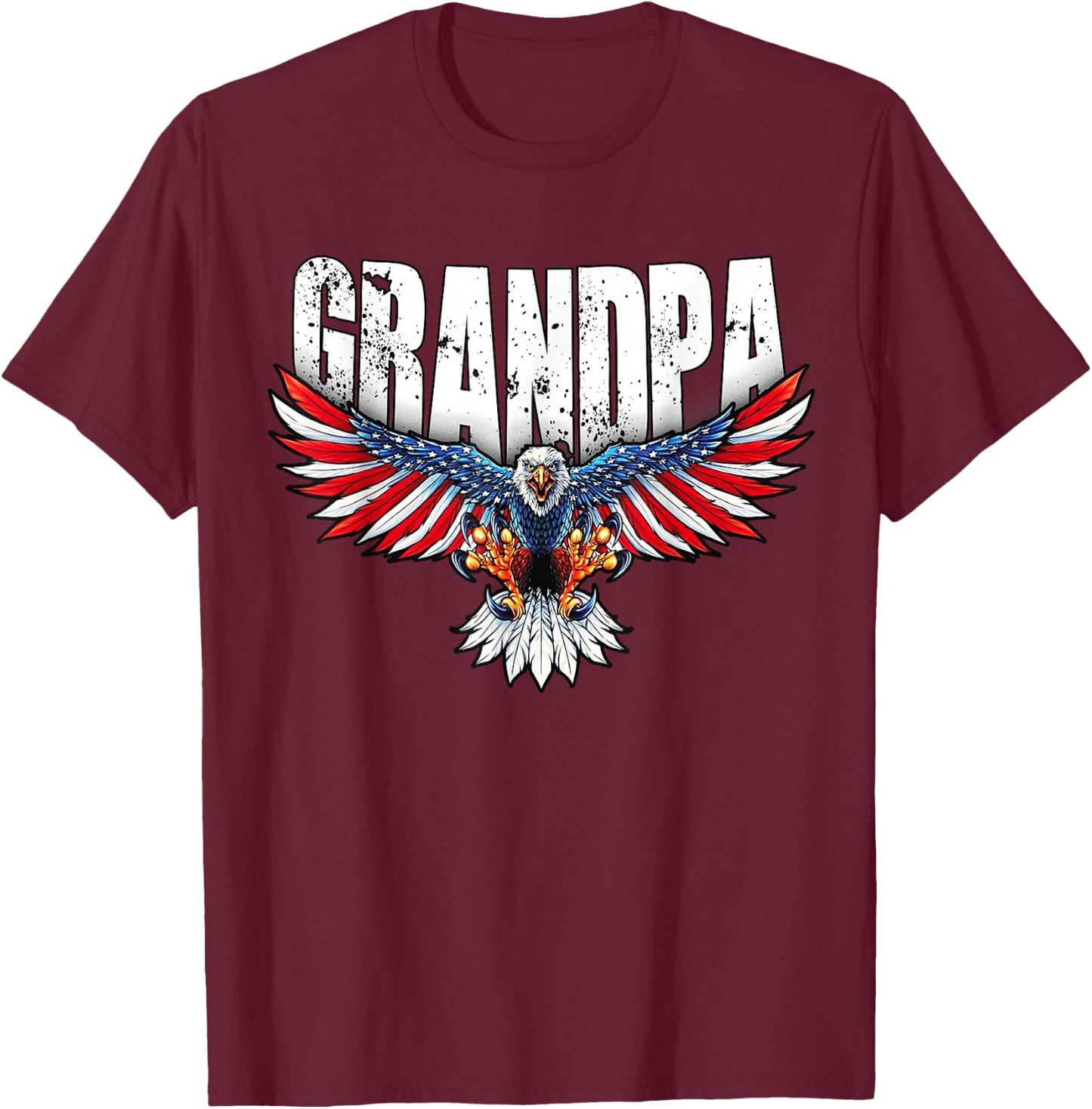 Grandpa Vintage USA Flag Bald Eagle Patriotic 4th of July T-Shirt - T-Shirt | Maroon