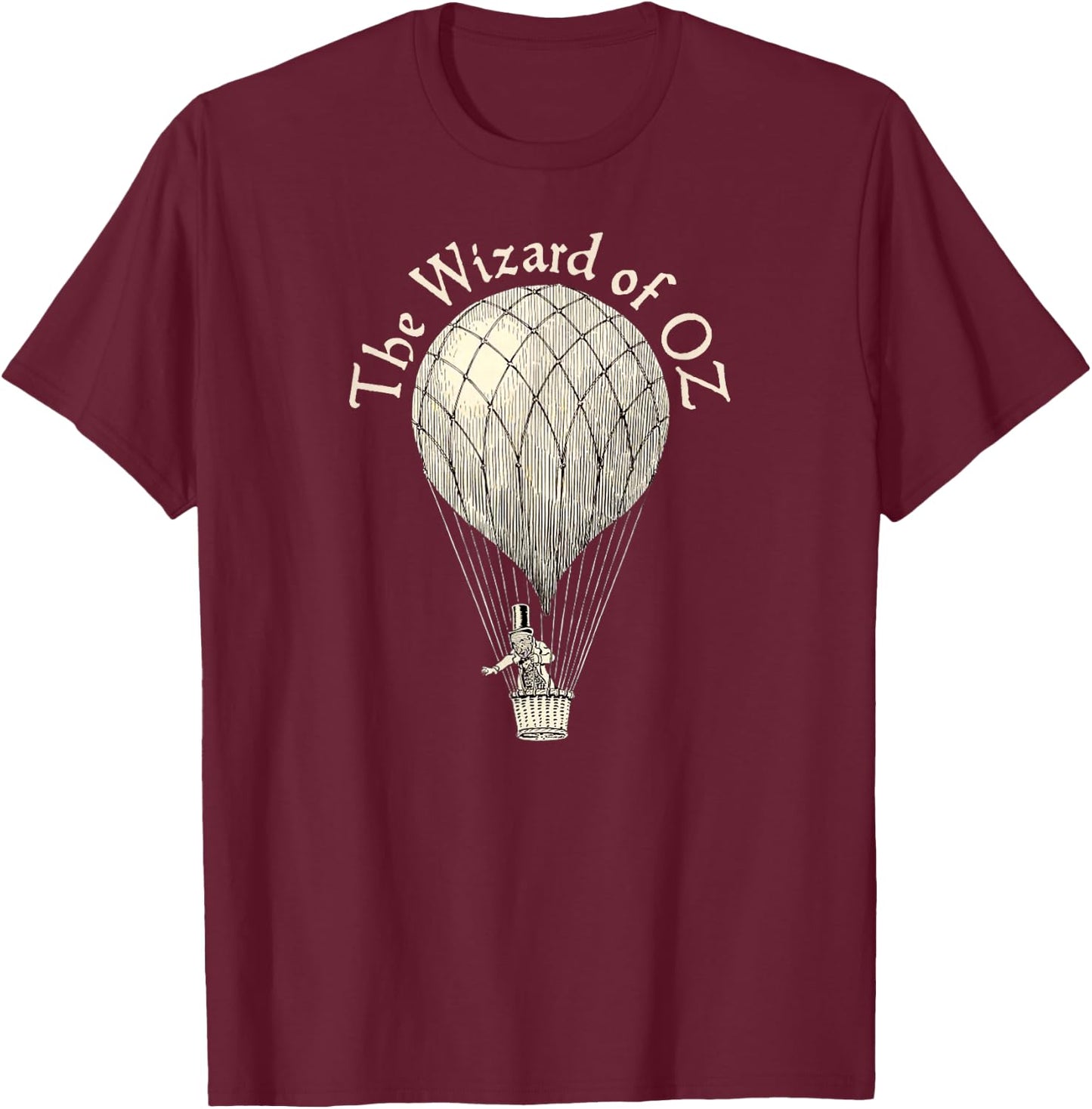 Vintage Wizard of OZ Wizard Art Retro Hot Air Balloon T-Shirt - T-Shirt | Maroon