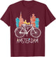 Amsterdam Retro Netherlands Bicycle Bike Gift T-Shirt - T-Shirt | Maroon