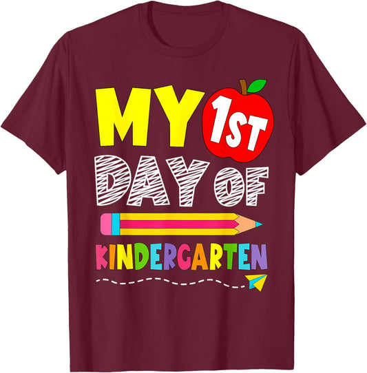 First Day of Kindergarten T-Shirt - T-Shirt | Maroon