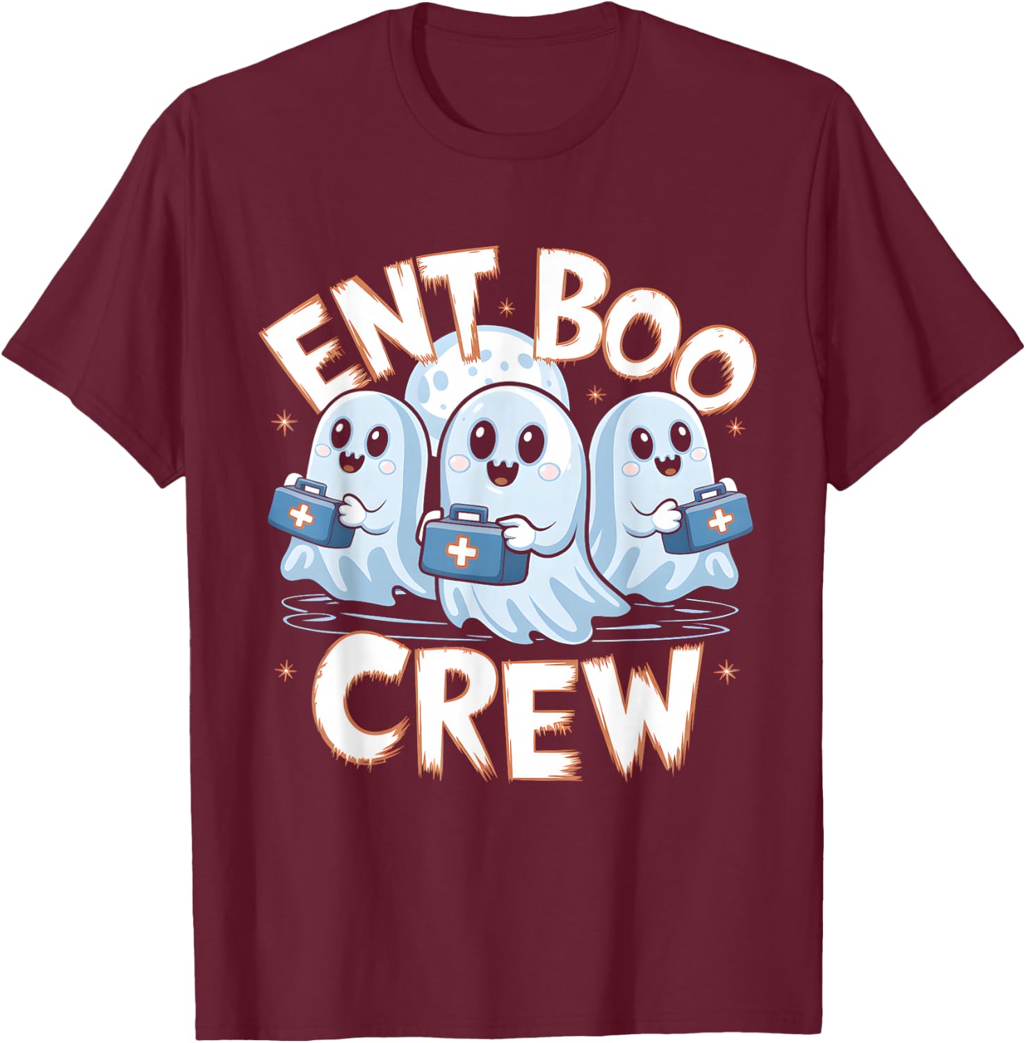 Spooky ENT Boo Crew Halloween Nurse Practitioner T-Shirt - T-Shirt | Maroon