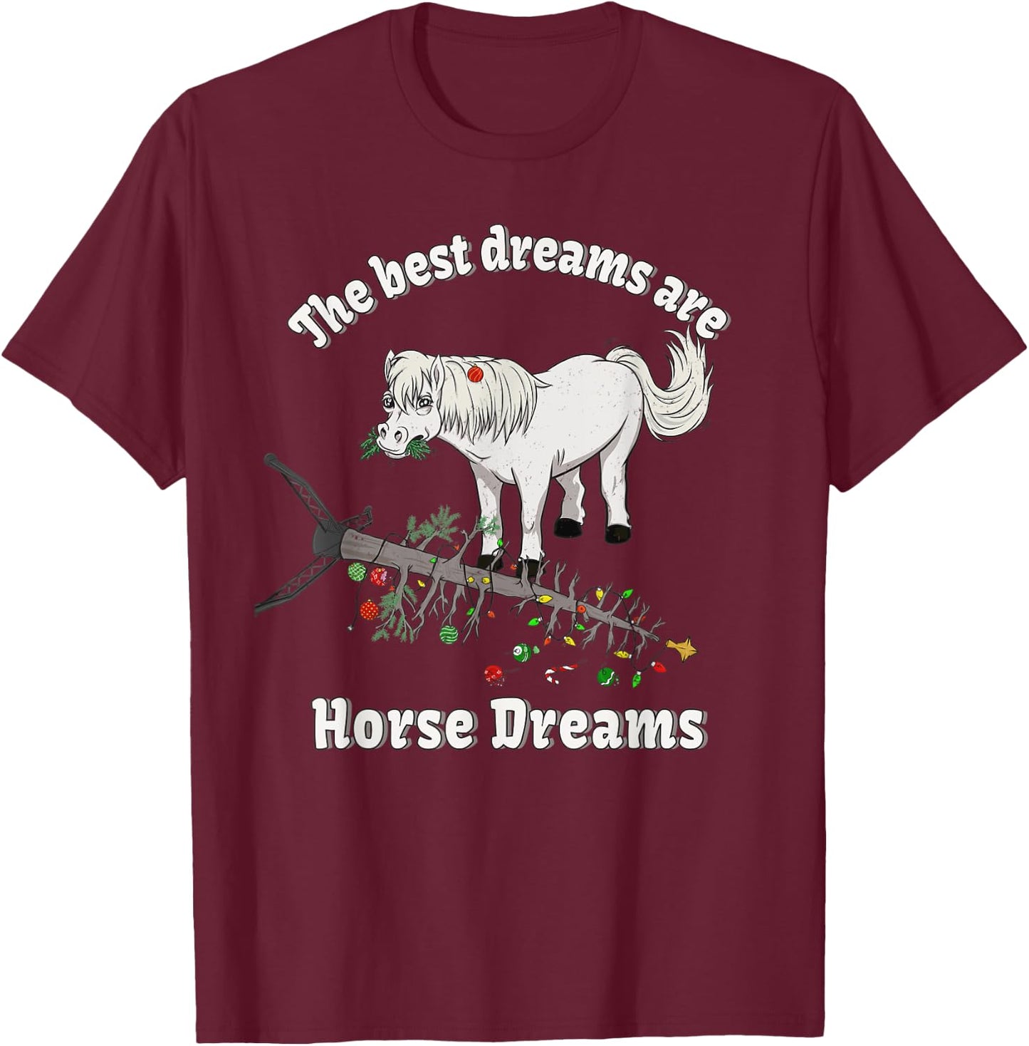 Icelandic Horse riding Shetland Pony Christmas Dreams Gift T-Shirt - T-Shirt | Maroon