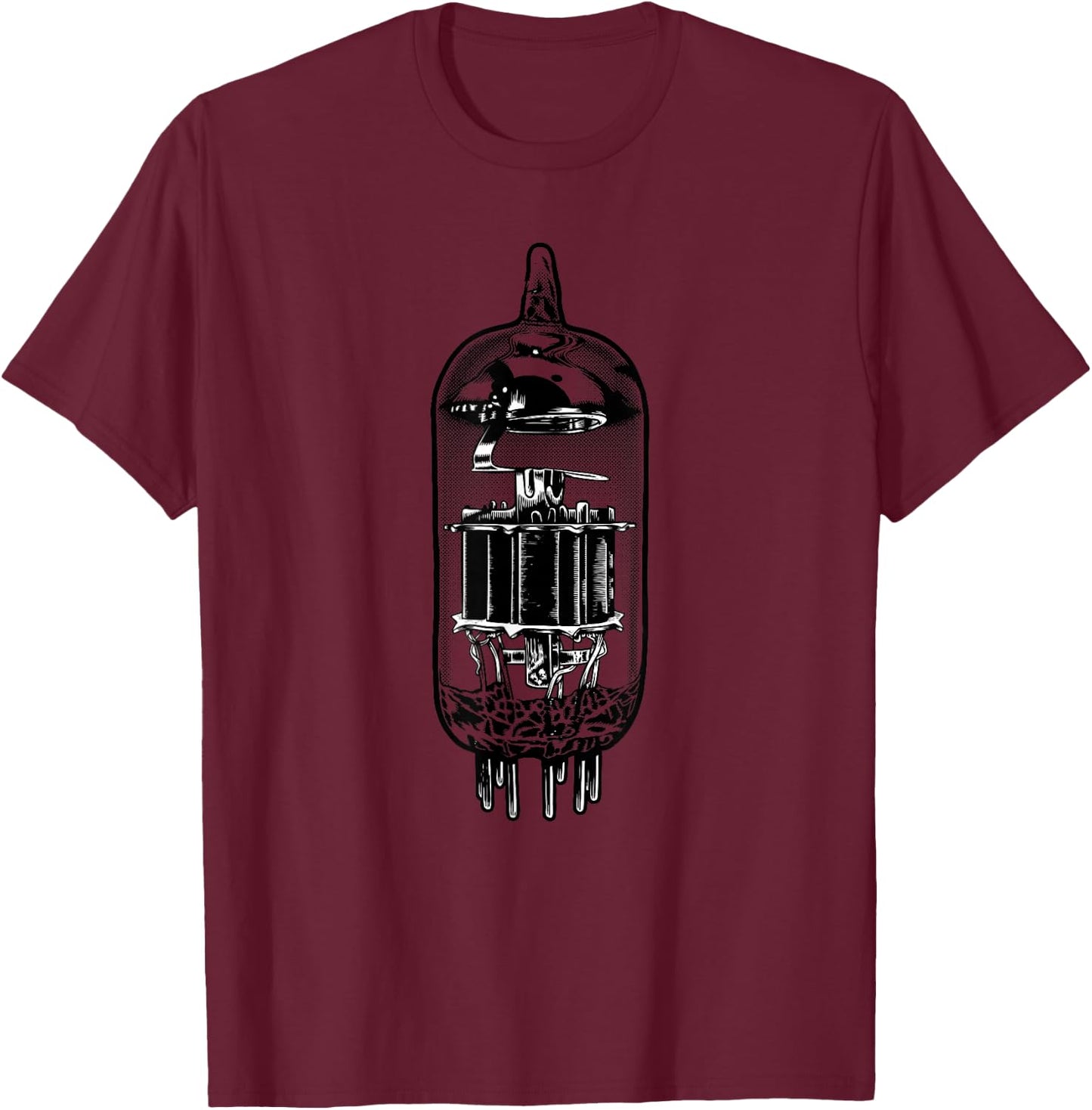 Analog Vintage Tube Amplifier Guitar Valve Amplifier T-Shirt - T-Shirt | Maroon
